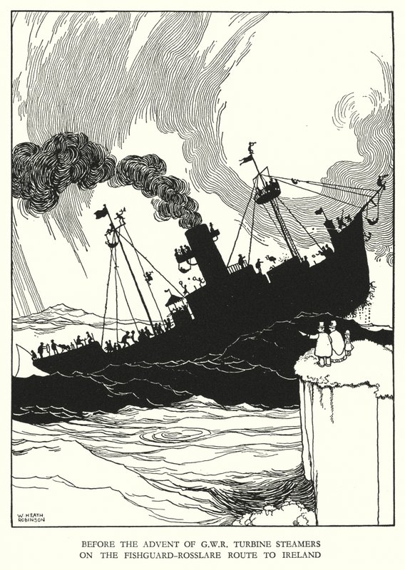 Illustrasjon for Railway Ribaldry av W Heath Robinson (litho) av William Heath Robinson