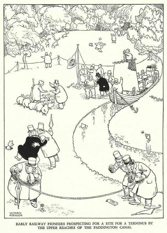 Illustrasjon for Railway Ribaldry av W Heath Robinson (litho) av William Heath Robinson
