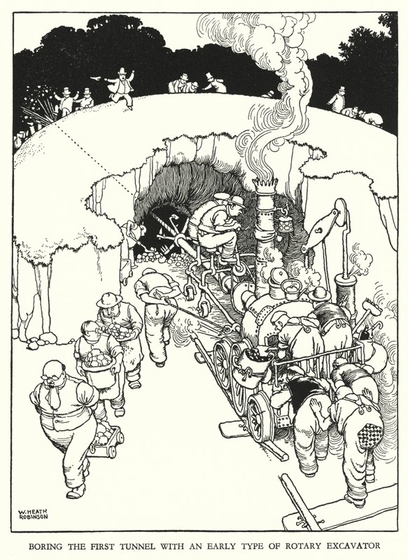 Illustrasjon for Railway Ribaldry av W Heath Robinson (litho) av William Heath Robinson