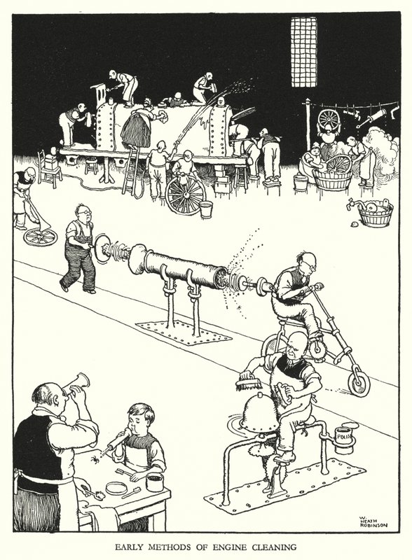 Illustrasjon for Railway Ribaldry av W Heath Robinson (litho) av William Heath Robinson