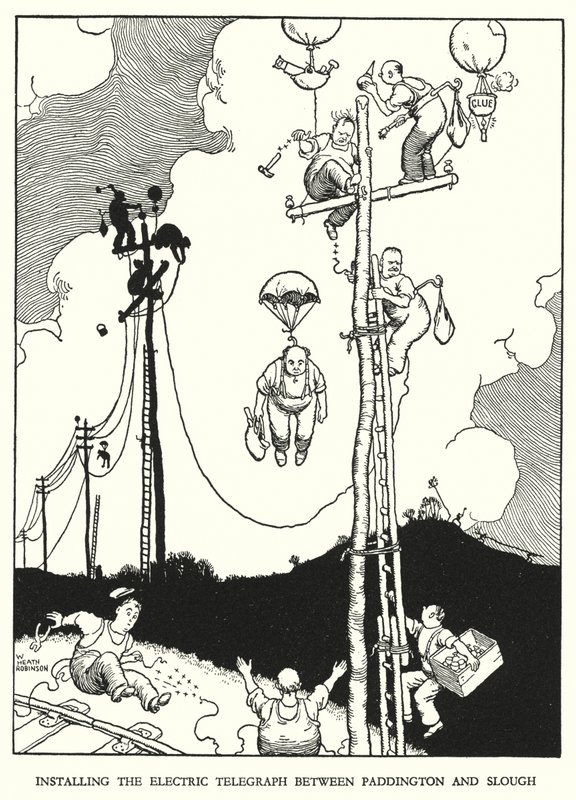 Illustrasjon for Railway Ribaldry av W Heath Robinson (litho) av William Heath Robinson