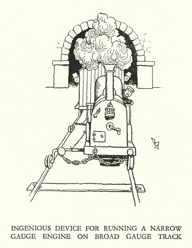 Illustrasjon for Railway Ribaldry av W Heath Robinson (litho) av William Heath Robinson
