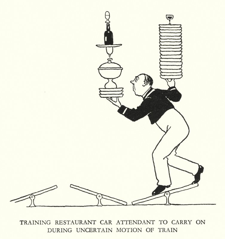 Illustrasjon for Railway Ribaldry av W Heath Robinson (litho) av William Heath Robinson