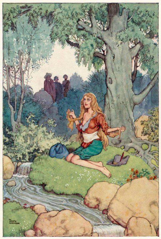 Illustrasjon for The Adventures of Don Quixote (farge litho) av William Heath Robinson