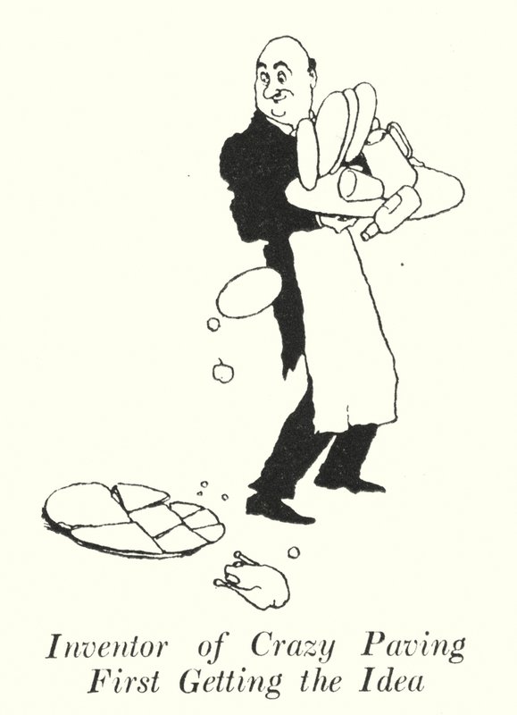 Oppfinner av Crazy Paving får først ideen (litho) av William Heath Robinson