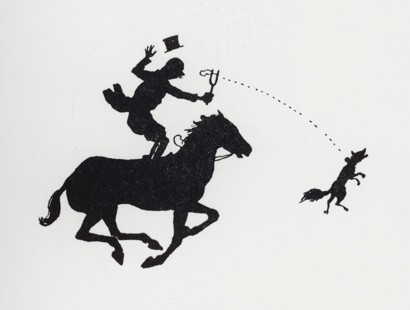 Mann på hest som katapulterer rev (litho) av William Heath Robinson