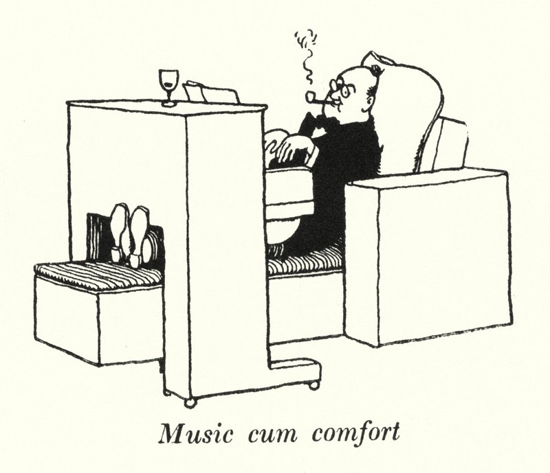 Musikk med komfort (litho) av William Heath Robinson