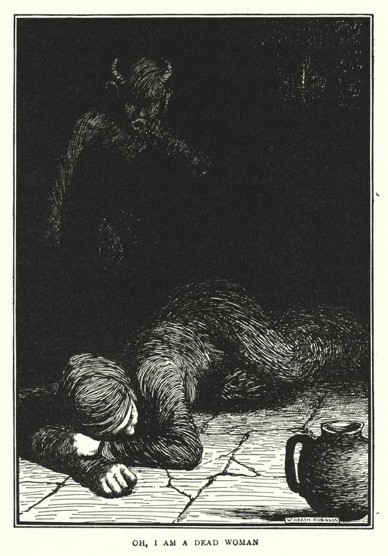 Å, jeg er en død kvinne (litho) av William Heath Robinson