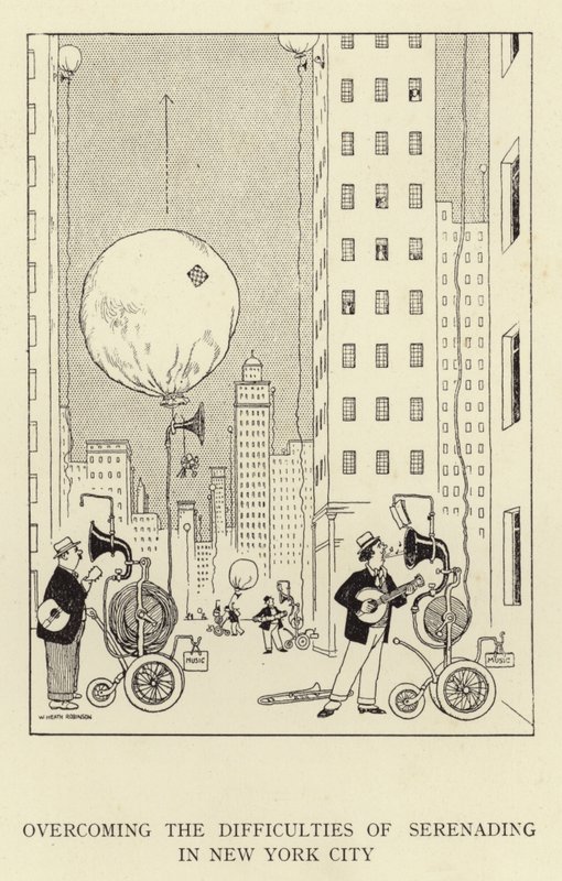 Overvinne vanskelighetene med å spille serenade i New York City av William Heath Robinson
