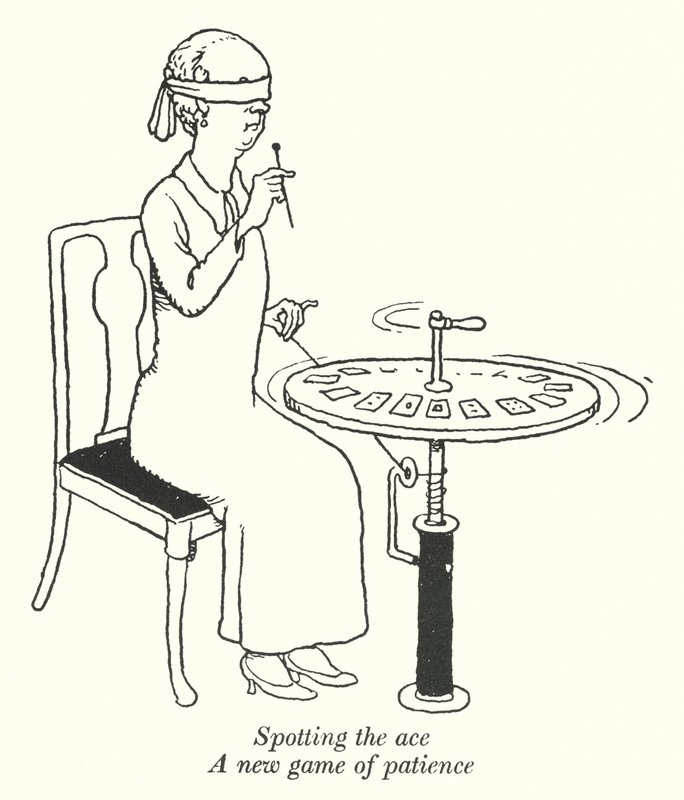 Spotting the ess, et nytt spill med tålmodighet (litho) av William Heath Robinson