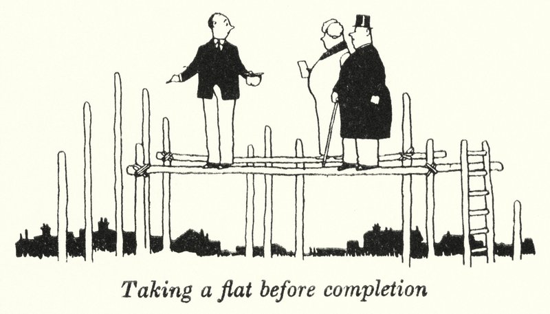 Ta en leilighet før ferdigstillelse (litho) av William Heath Robinson