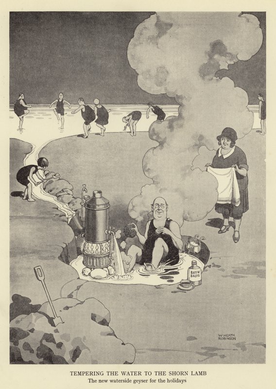 Temperer vannet til det klippede lammet, den nye geysiren ved vannet for høytiden av William Heath Robinson