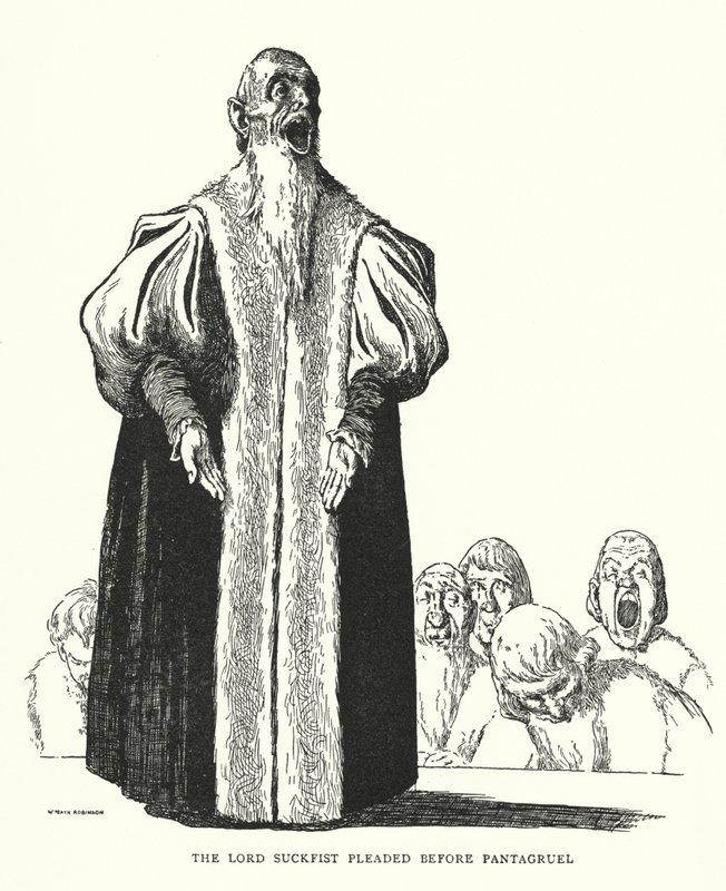 Lord Suckfist bønnfalt Pantagruel (litho) av William Heath Robinson