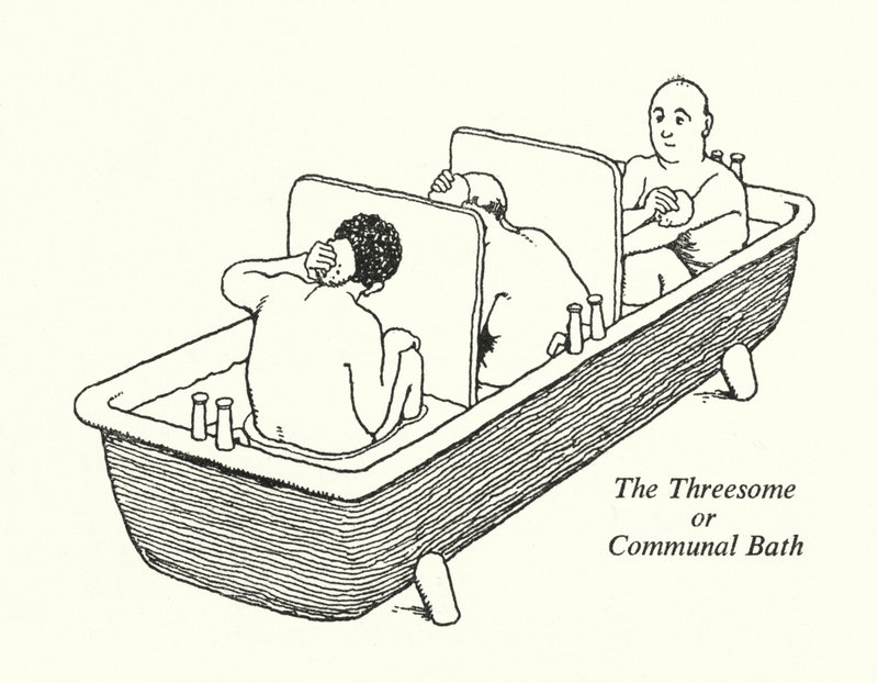 Trekanten eller fellesbadet (litho) av William Heath Robinson
