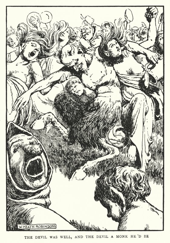 Djevelen hadde det bra, og djevelen en munk han ville være (litho) av William Heath Robinson