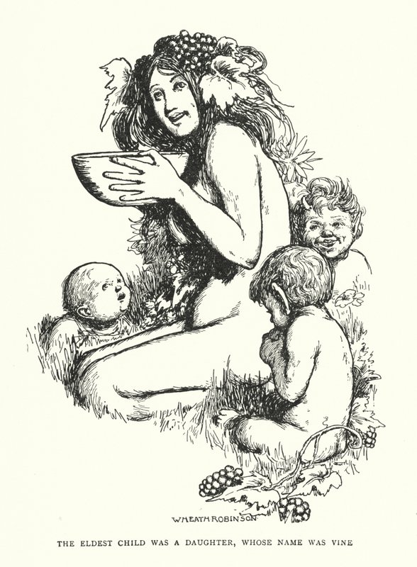 Det eldste barnet var en datter som het Vine (litho) av William Heath Robinson