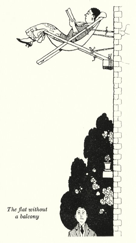 Leiligheten uten balkong (litho) av William Heath Robinson