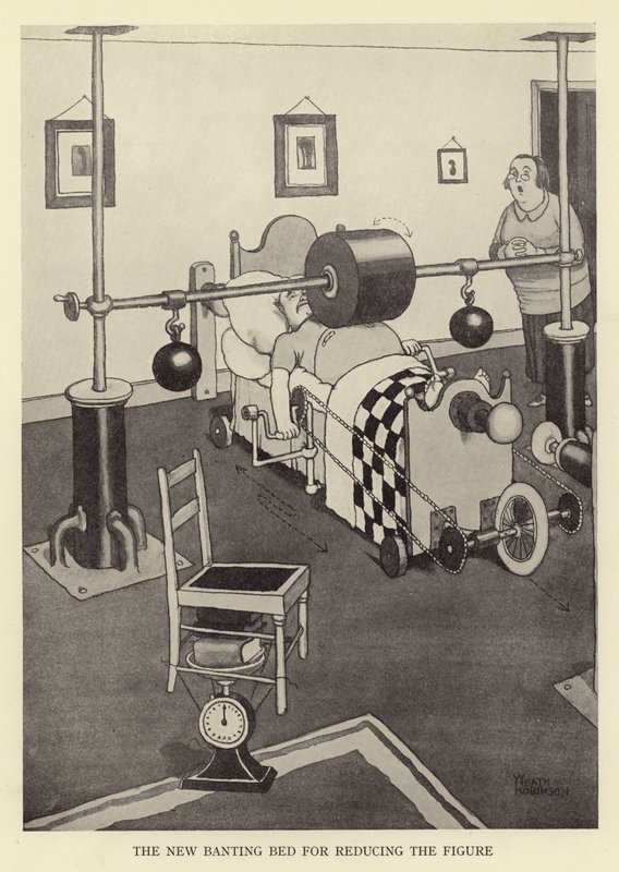 Den nye bantingsengen for å redusere figuren av William Heath Robinson