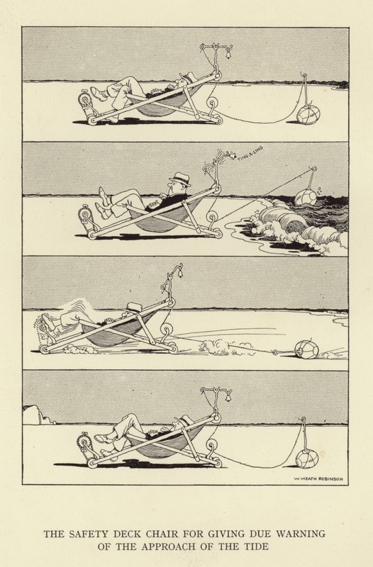 Sikkerhetsdekkstolen for å gi behørig advarsel om tidevannet som nærmer seg av William Heath Robinson