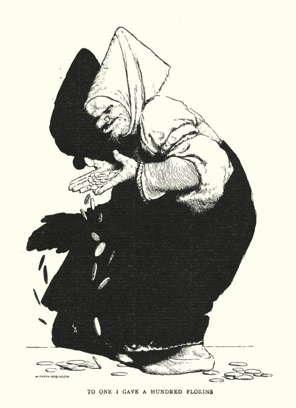 Til en ga jeg hundre floriner (litho) av William Heath Robinson