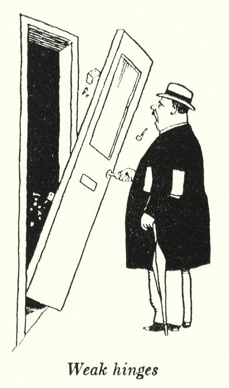 Svake hengsler (litho) av William Heath Robinson