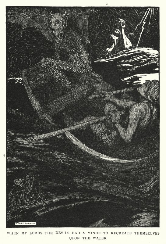 Da mine herrer, djevlene hadde et ønske om å gjenskape seg selv på vannet (litho) av William Heath Robinson