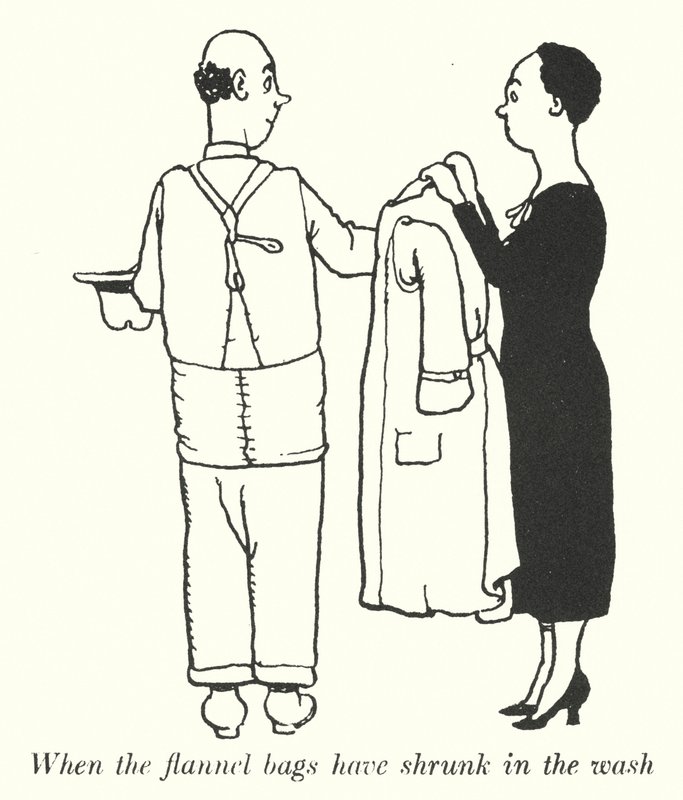 Når flanellposene har krympet i vask (litho) av William Heath Robinson