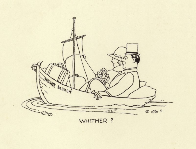 Hvor, ektepar innstillingen av på havet av gift liv av William Heath Robinson