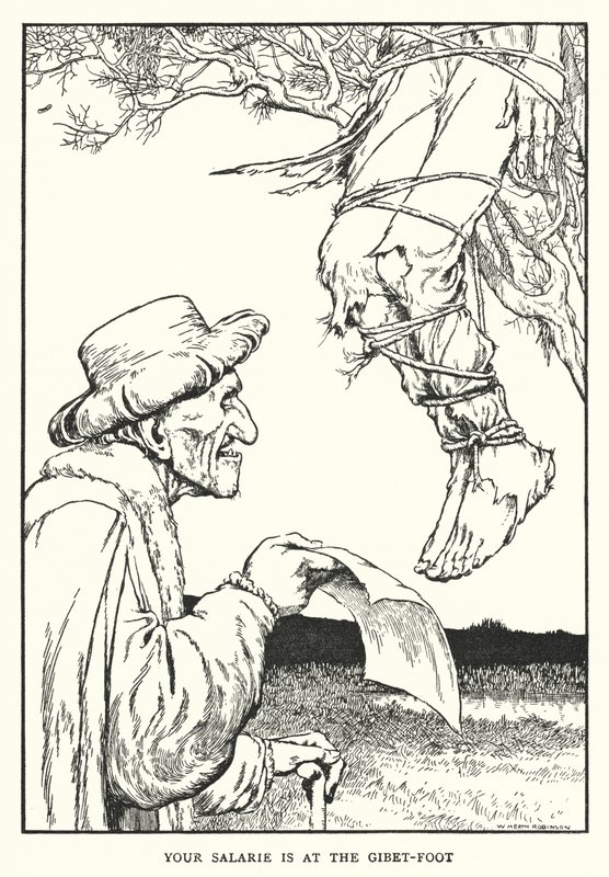 Lønnen din er på gibet-foten (litho) av William Heath Robinson
