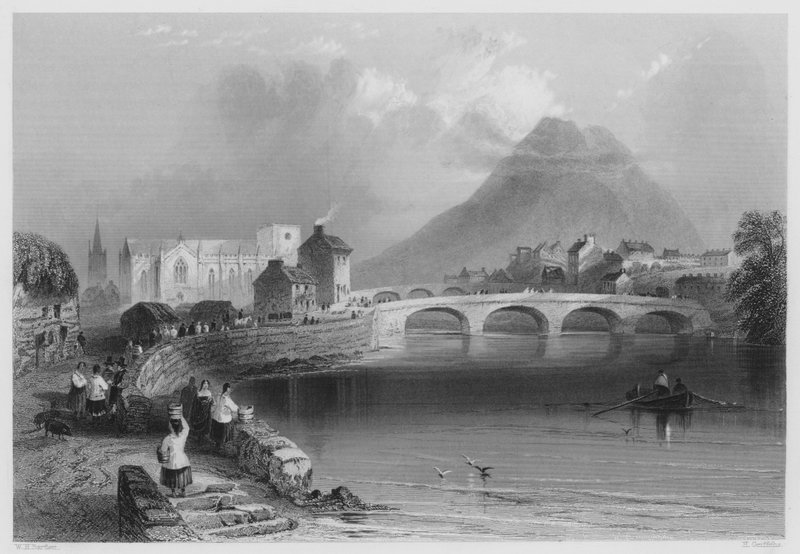 Ballina, Mayo fylke (gravering) av William Henry (after) Bartlett
