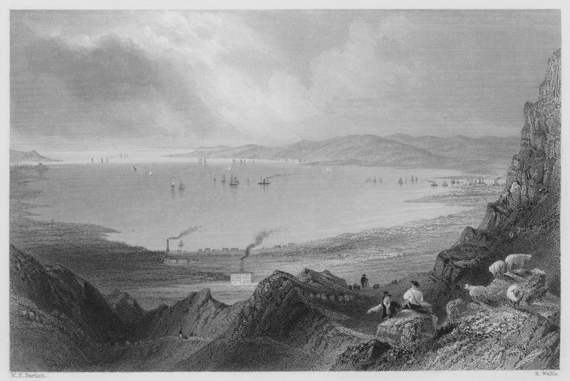 Belfast Lough (gravering) av William Henry (after) Bartlett