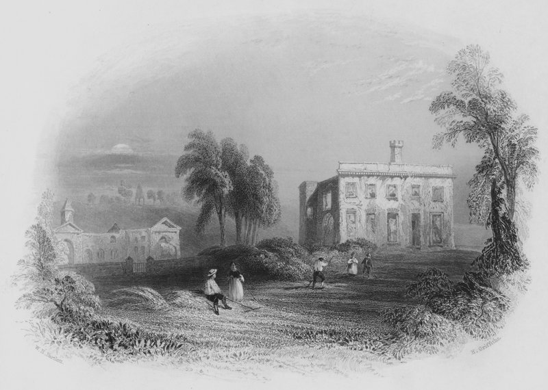 Dangan Castle, fødestedet til hans nåde hertugen av Wellington (gravering) av William Henry (after) Bartlett