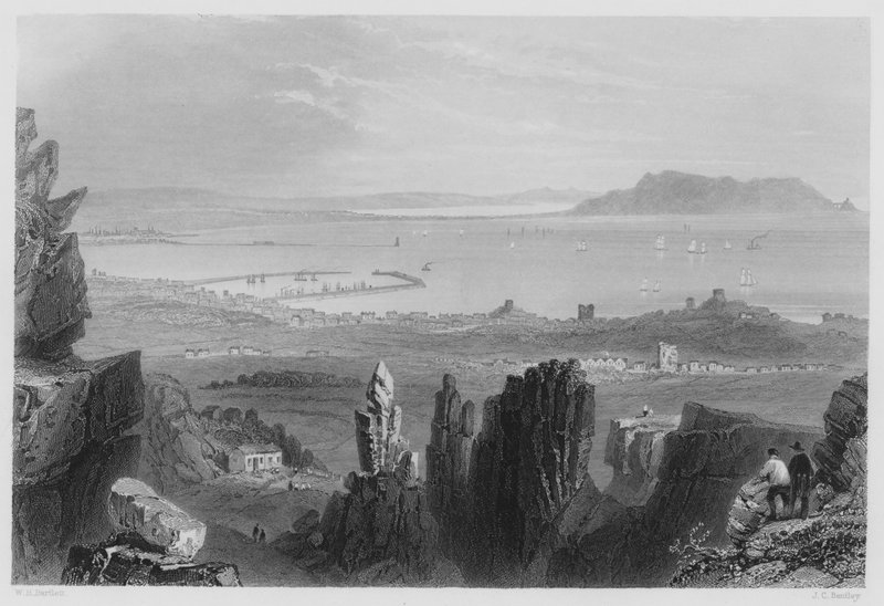 Dublin Bay, fra Kingstown Quarries (gravering) av William Henry (after) Bartlett