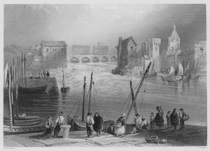 Galway, fra Gladdagh (gravering) av William Henry (after) Bartlett