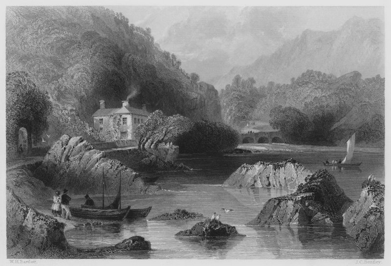 Glengariff Inn (gravering) av William Henry (after) Bartlett