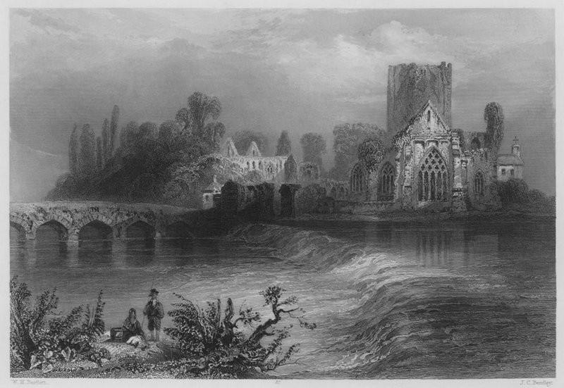 Holy-Cross Abbey, på Suir (gravering) av William Henry (after) Bartlett