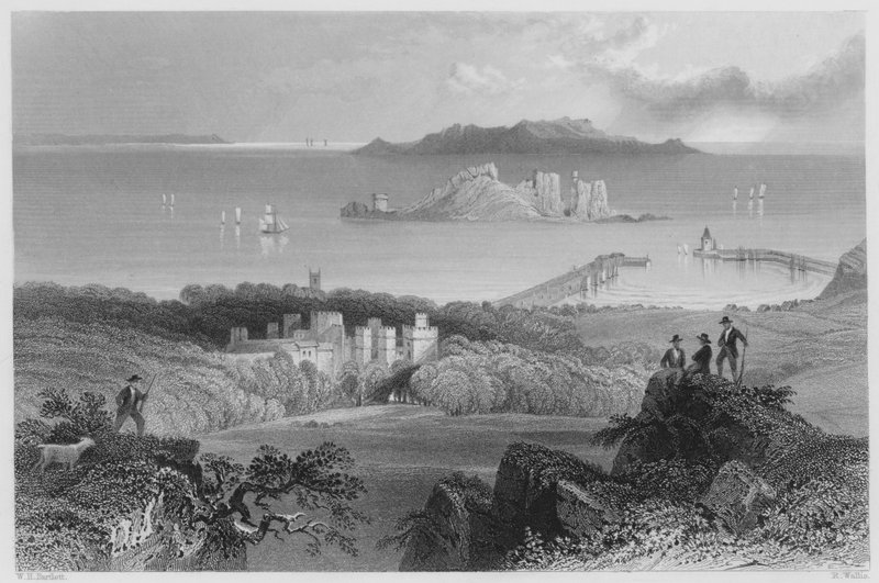 Howth Castle (gravering) av William Henry (after) Bartlett
