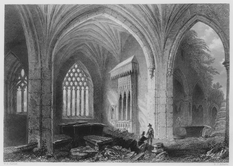 Interiør av Holly-Cross Abbey (gravering) av William Henry (after) Bartlett