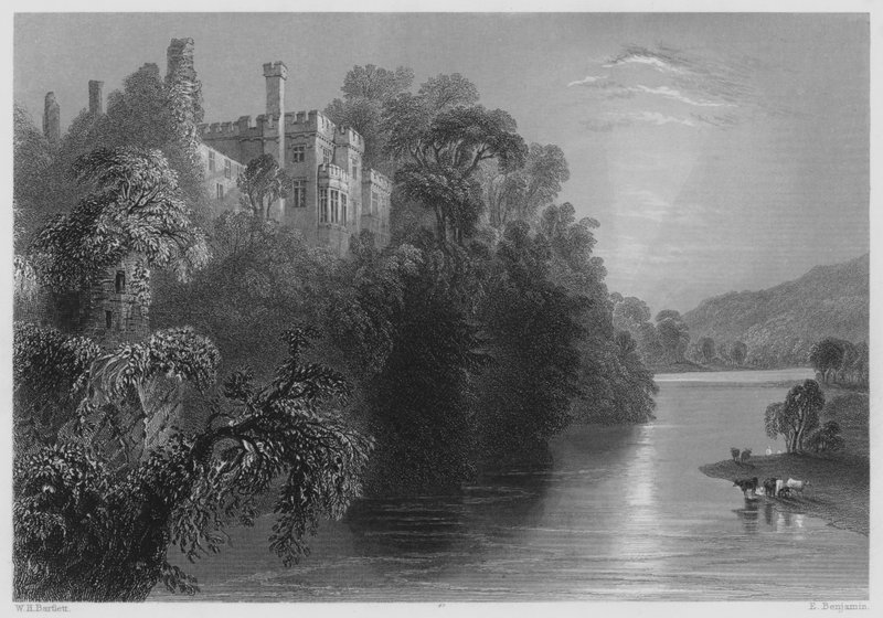 Lismore Castle, County Waterford (gravering) av William Henry (after) Bartlett