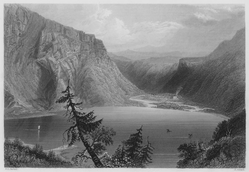 Luggelaw, County Wicklow (gravering) av William Henry (after) Bartlett
