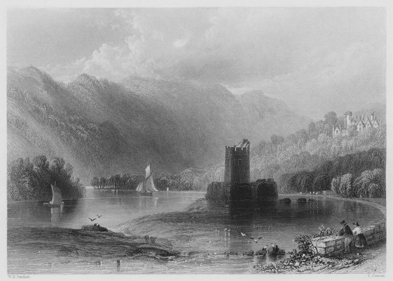 Narrow Water Castle, Newry River (gravering) av William Henry (after) Bartlett