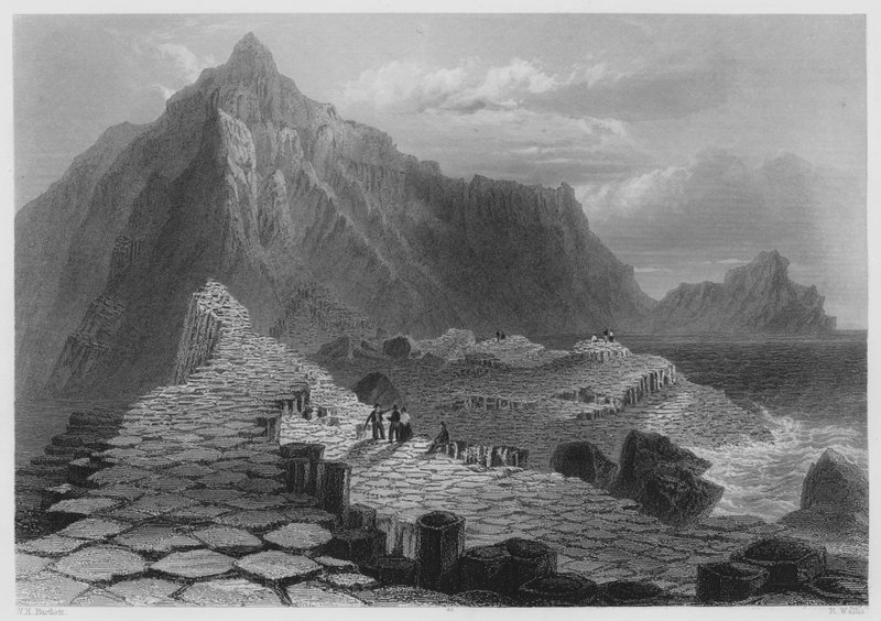 Scene på Giants Causeway, County Antrim (gravering) av William Henry (after) Bartlett