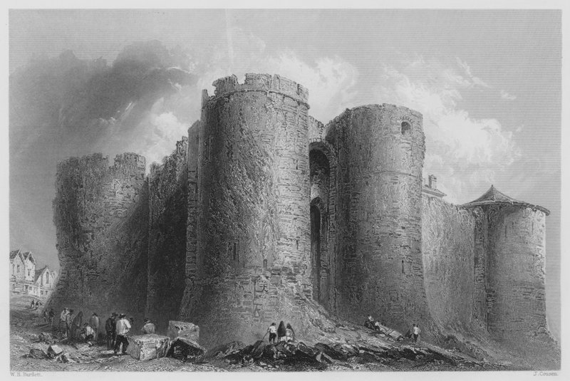 Slottet i Limerick (gravering) av William Henry (after) Bartlett