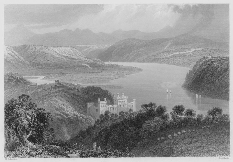 The Valley of the Blackwater, mellom Lismore og Youghall (gravering) av William Henry (after) Bartlett