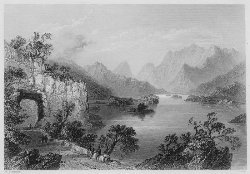 Upper Lake, Killarney (gravering) av William Henry (after) Bartlett