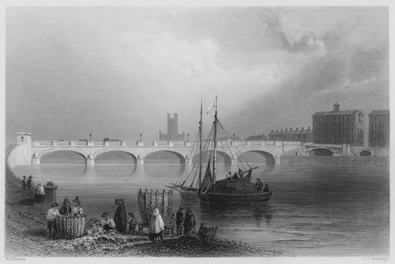 Wellesley Bridge, Limerick (gravering) av William Henry (after) Bartlett