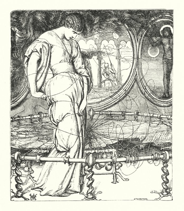 The Lady of Shalott (gravering) av William Henry (after) Hunt