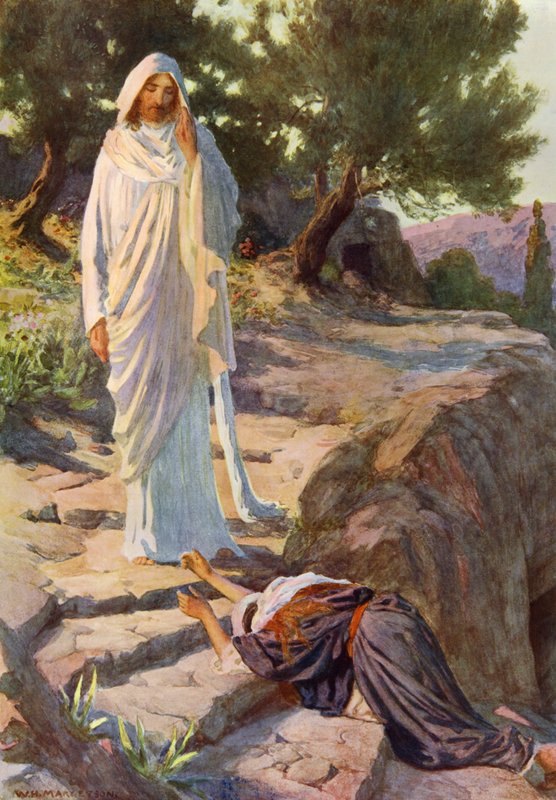Vår Herres første opptreden etter hans oppstandelse (farge litho) av William Henry (after) Margetson