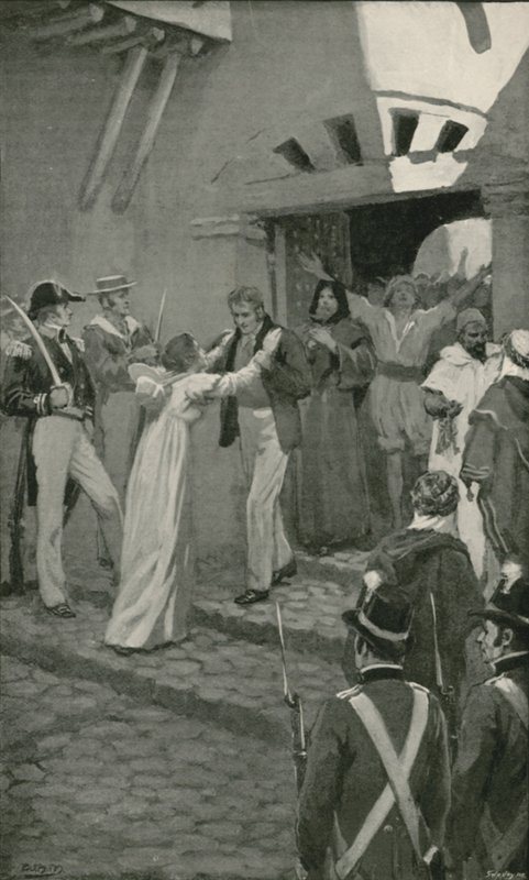Frigjøringen av kristne slaver ved Alger av en britisk sjøstyrke (litho) av William Henry (after) Margetson