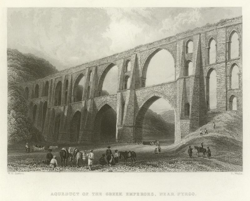 Aqueduct of the Emperors, nær Pyrgo, Tyrkia av William Henry Bartlett